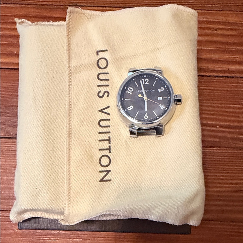 Authentic New Louis Vuitton Tambour Quartz Case Black Dial Watch Face Size 30MM